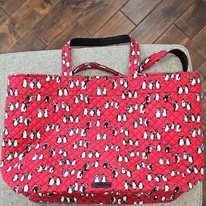 Vera Bradley Red Penguin Quilted Travel Bag